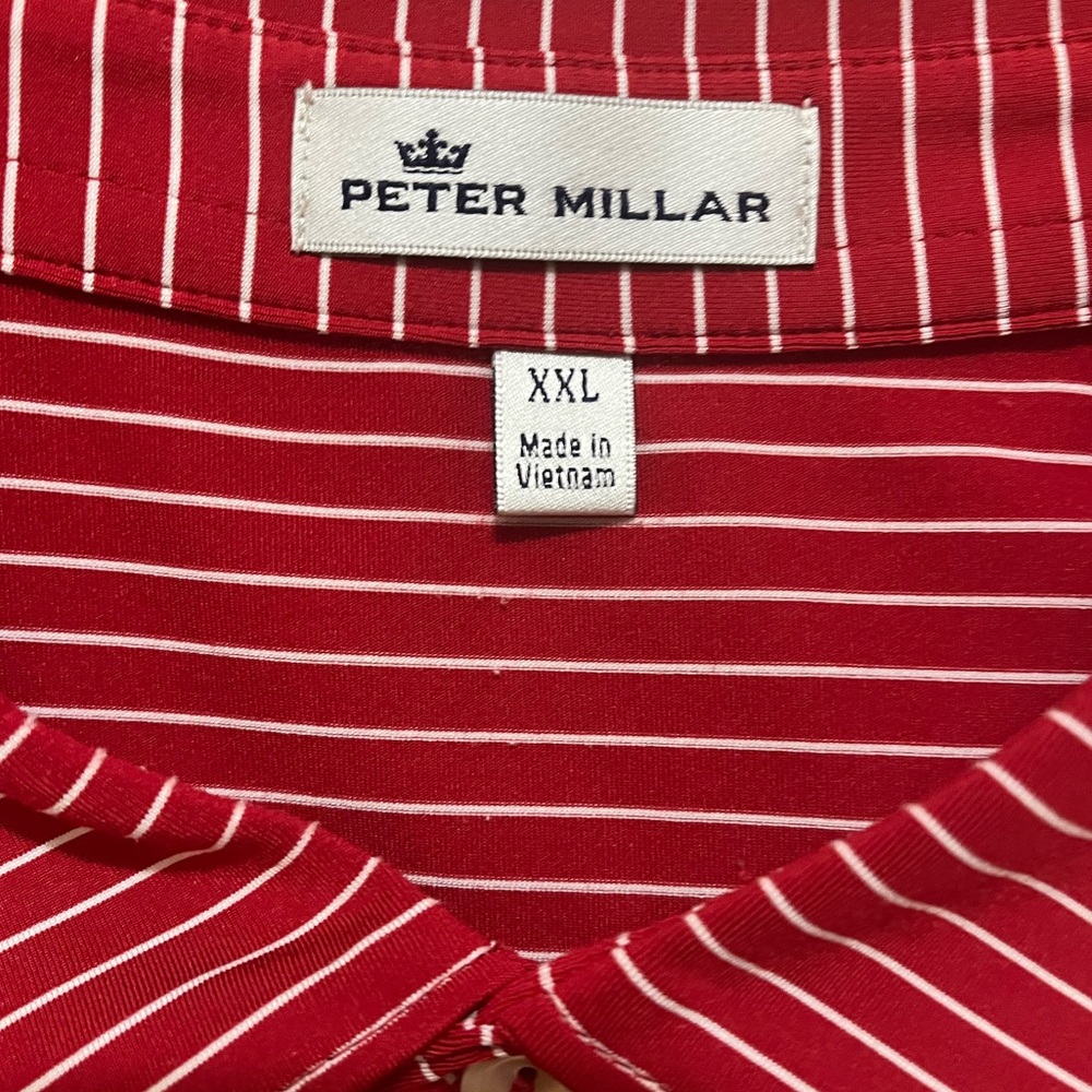 Peter Millar Red and White Striped Polo Shirt - Picture 2 of 3